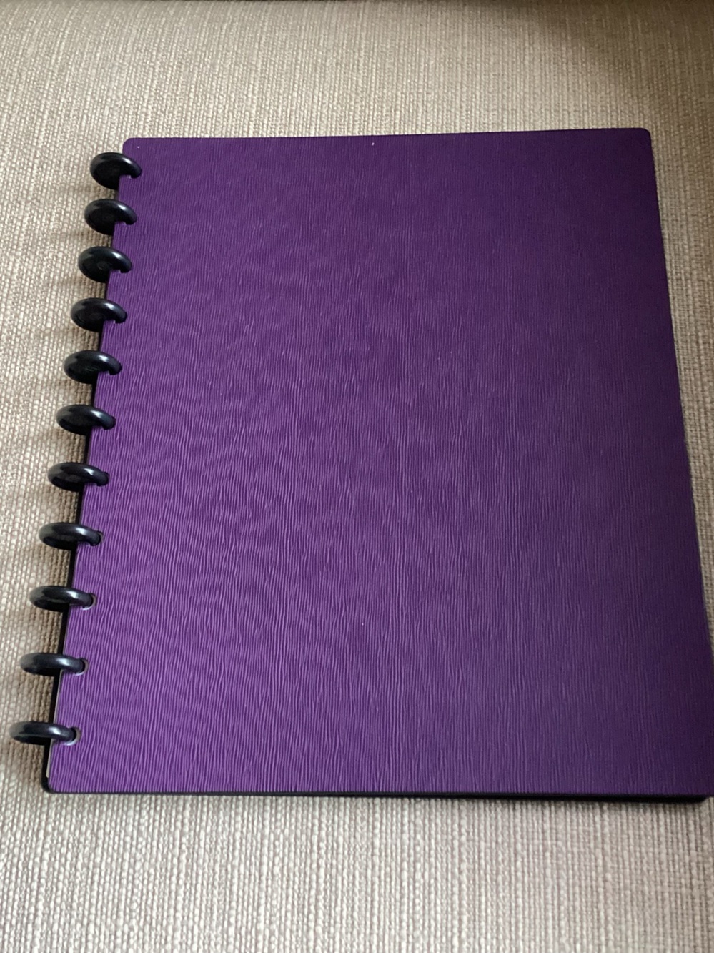 Levenger Sliver Circa Discbound Notebook Cover Textured Purple Letter & strap